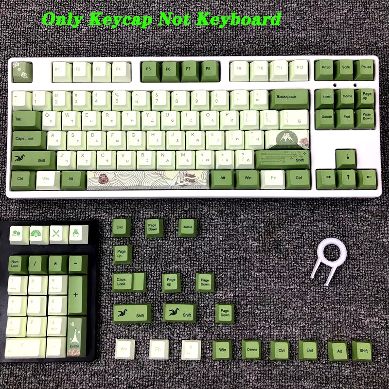 127 Keys Cherry Profile Matcha Green PBT Keycaps Mechanical Keyboard Dye-Subbed Mountain Forest Custom DIY Mx Switch Keycap