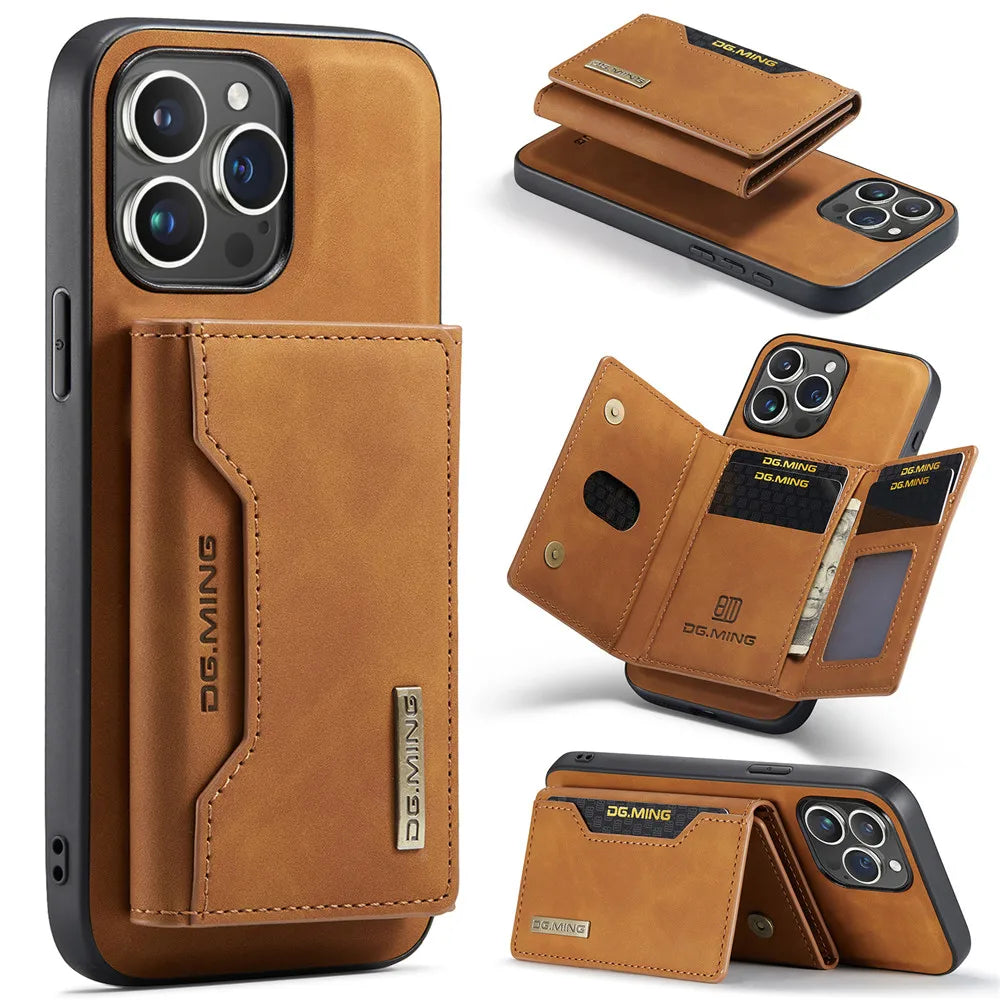 2 in 1 Detachable Magnetic Leather Case for  16 15 Pro Max 14 13 12 11 XS 7 8 plus SE2020 Wallet Cover Cards Holder Pocket